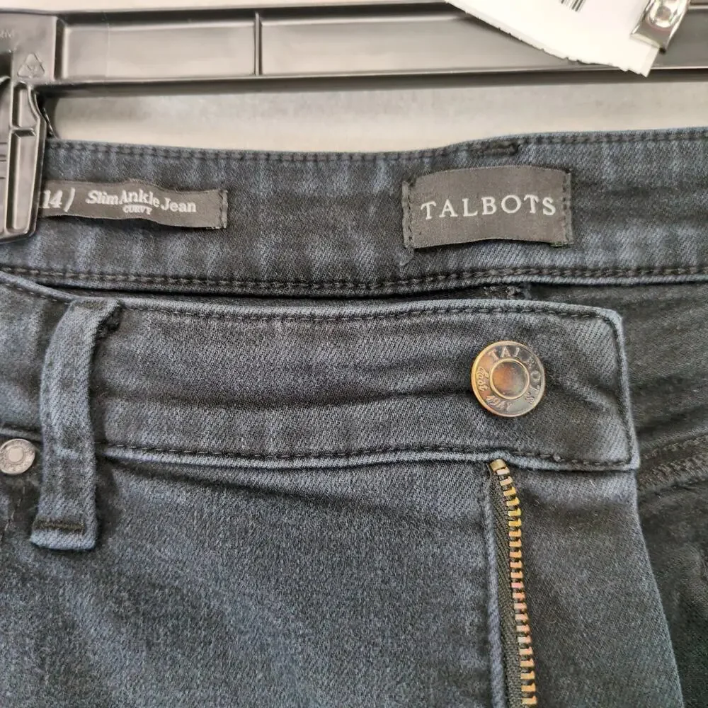 Talbots‎ Slim Ankle Jean Curvy Women's Plus 14 Black Stretch Denim 34x27